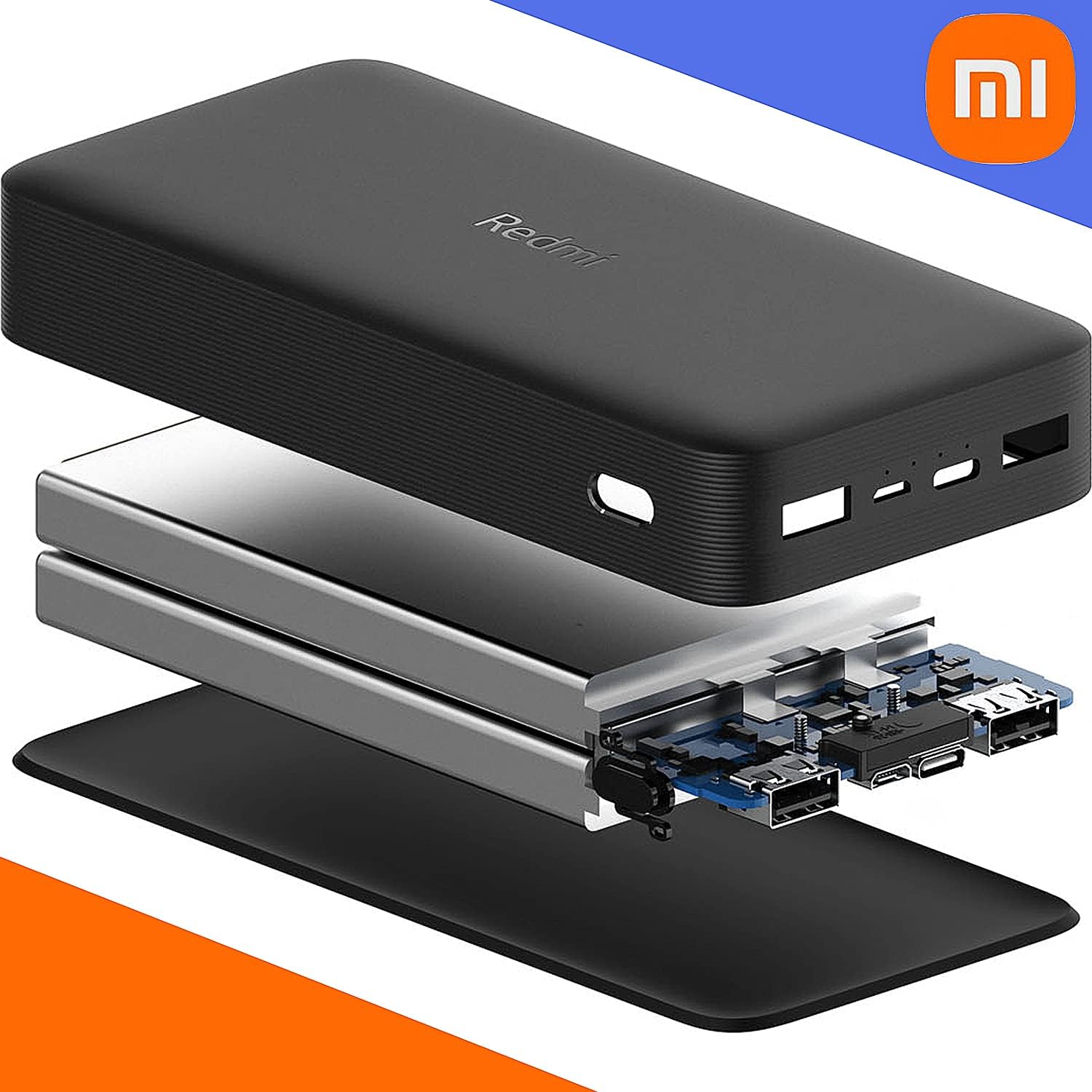 پاوربانک Redmi / Xiaomi ۲۰,۰۰۰mAh — شارژ سریع ۱۸W، دو خروجی USB-A، ورودی USB-C & Micro-USB — گارانتی
