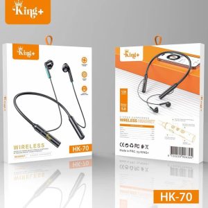 هندزفری گردنی بی‌سیم HK-70 — Neckband Bluetooth با میکروفون و نگهدارنده آهنربایی  HK-70 هندزفری گردنی بلوتوثی | باتری طولانی، کنترل روی بدنه