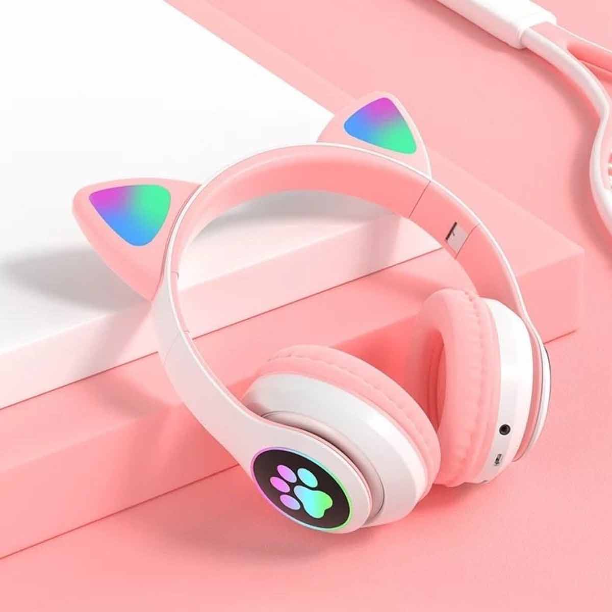 هدست بیسیم MZ-023 — هدفون Cat-Ear با LED RGB، بلوتوث 5.0 و باتری 400mAh